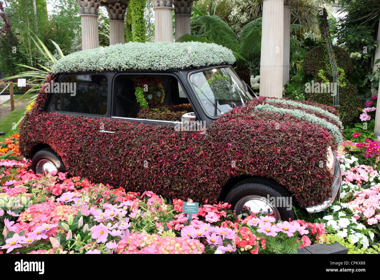 Plant covered Mini, Birmingham City Council Display, Chelsea Flower Show 2012 Stock Photo