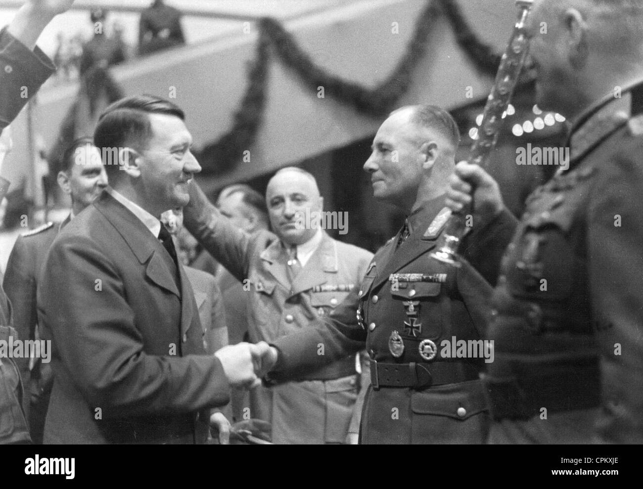 Adolf Hitler with Erwin Rommel and Wilhelm Keitel, 1942 Stock Photo