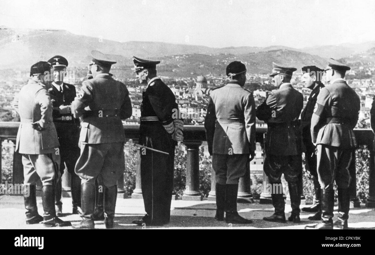Adolf Hitler and Benito Mussolini in Italy, 1938 Stock Photo