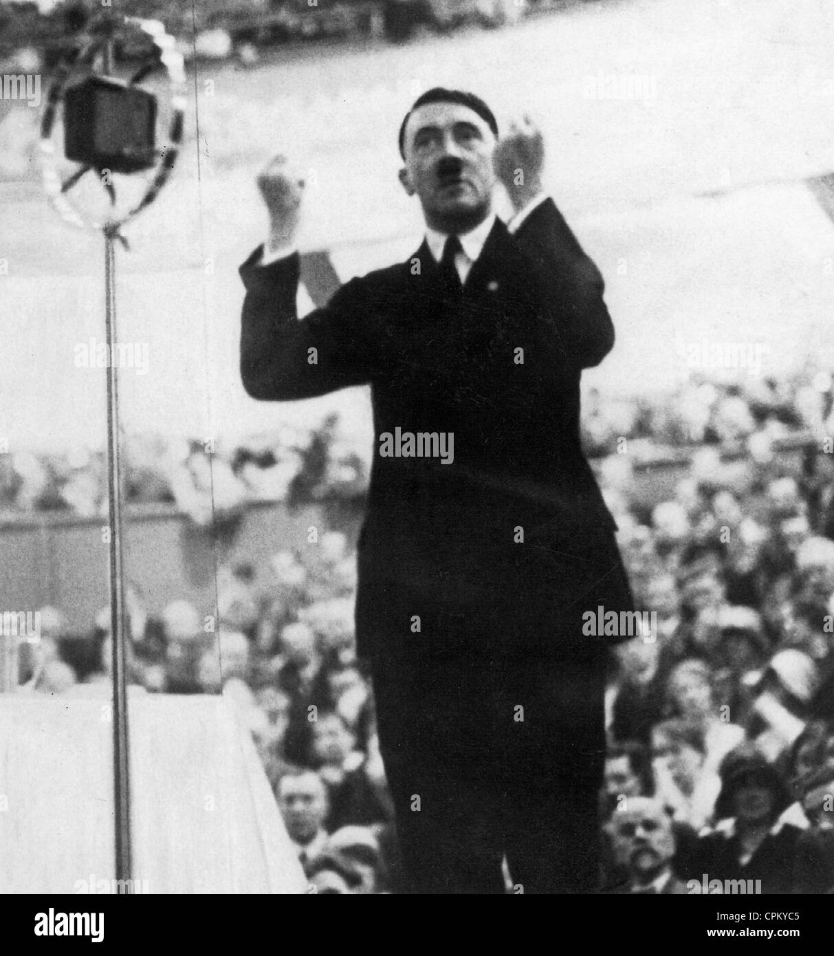 Adolf Hitler during a speech, 1930 Stock Photo