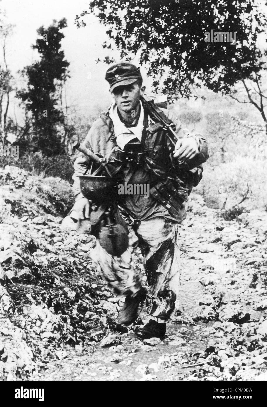 German Paratrooper near Monte Cassino, 1944 Stock Photo