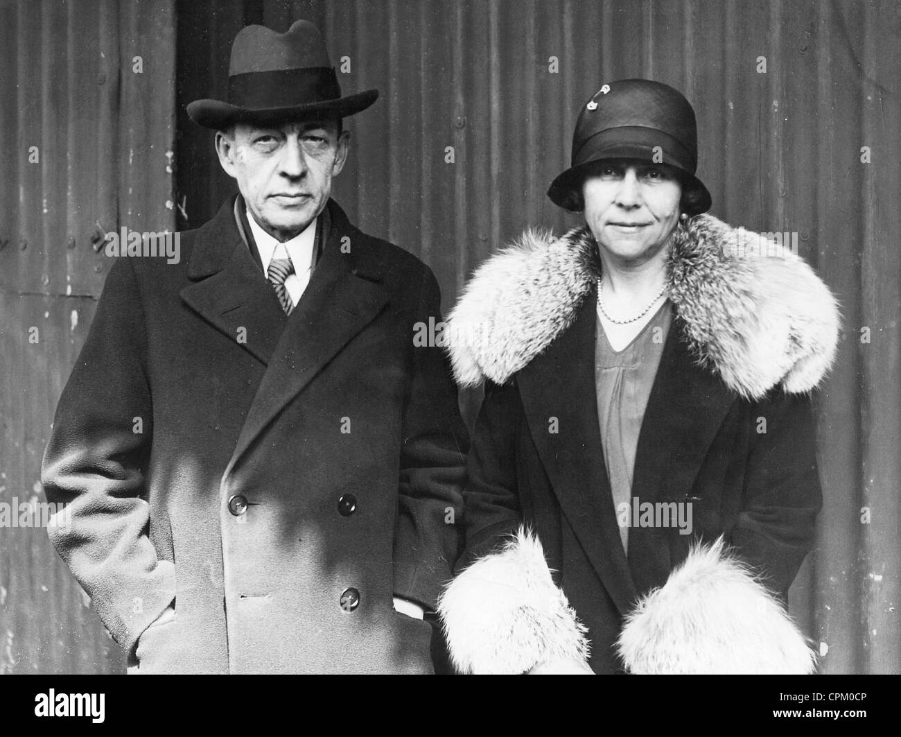 Sergei Rachmaninoff with his wife, 1928 Stock Photo