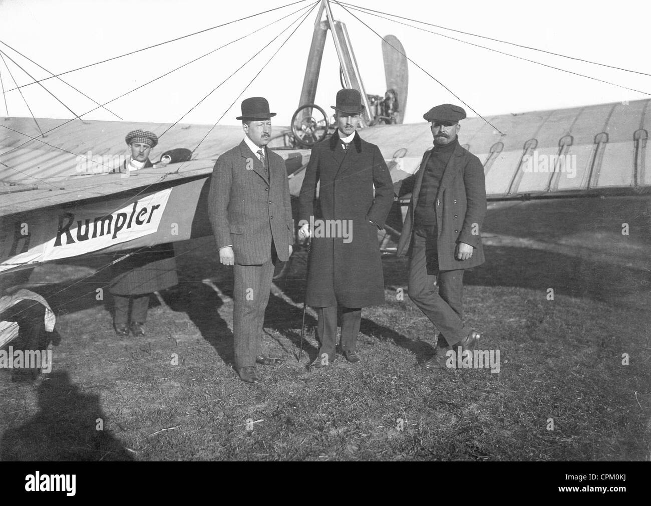 Edmund Rumpler with a Rumpler 'Taube', 1910 Stock Photo