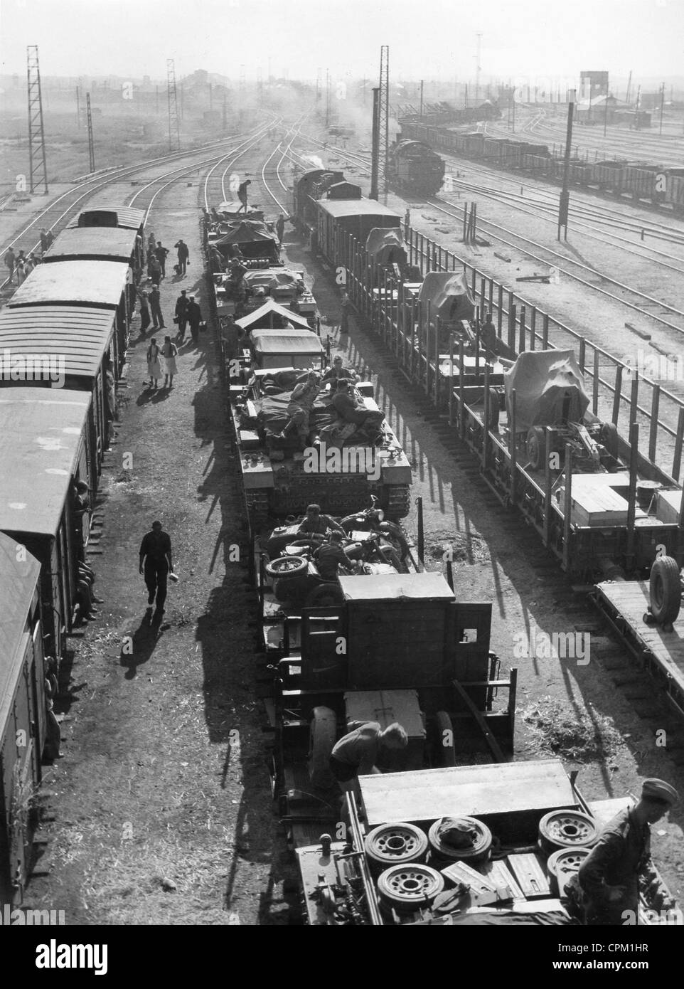German supply trains at a station behind the Eastern Front, 1943 Stock Photo