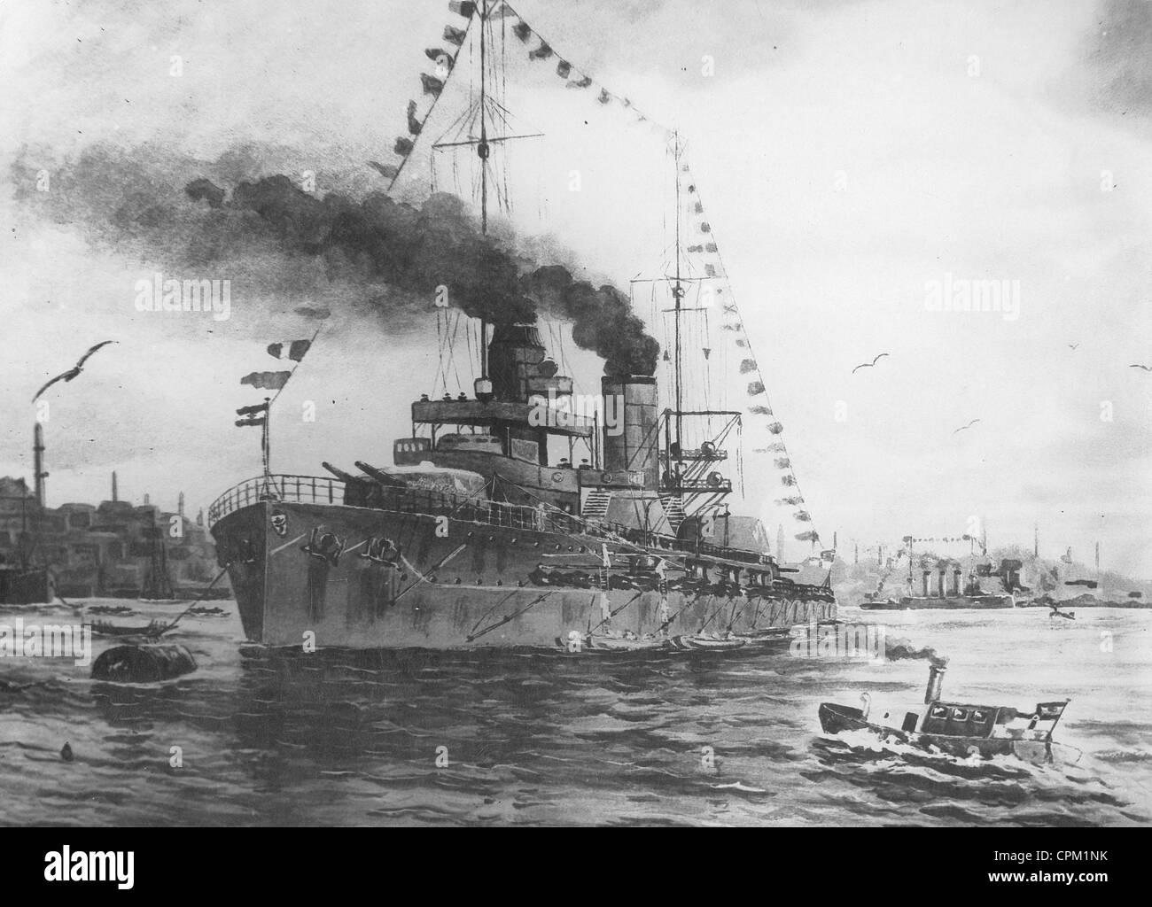 The Turkish cruiser 'Yavuz Sultan Selim', the former 'Goeben', 1914 Stock Photo