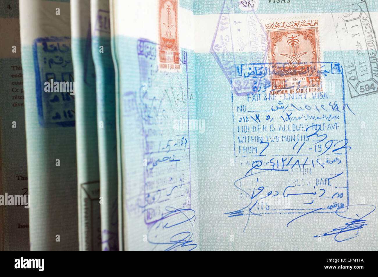 Saudi Arabian Entry Exit Visa British Passport Stock Photo Alamy