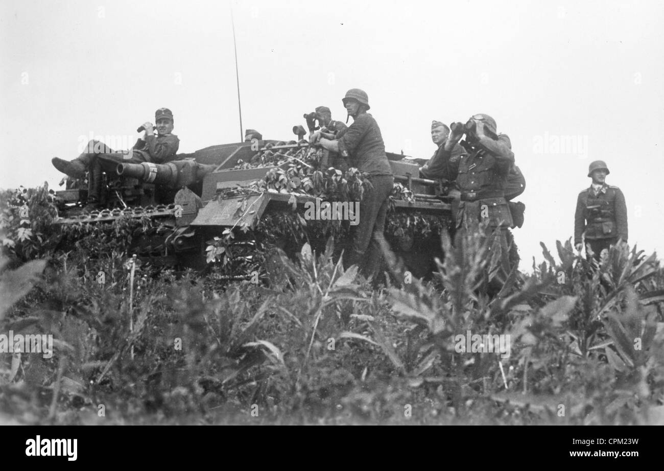 German assault gun on the Eastern Front, 1942 Stock Photo