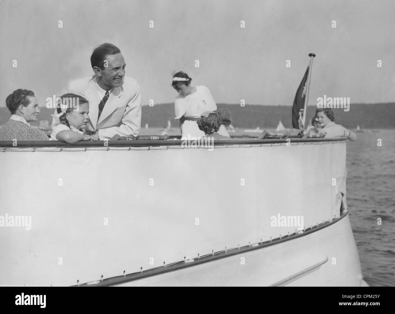 Joseph Goebbels on Board His Ship 'Baldur,' 1936 Stock Photo