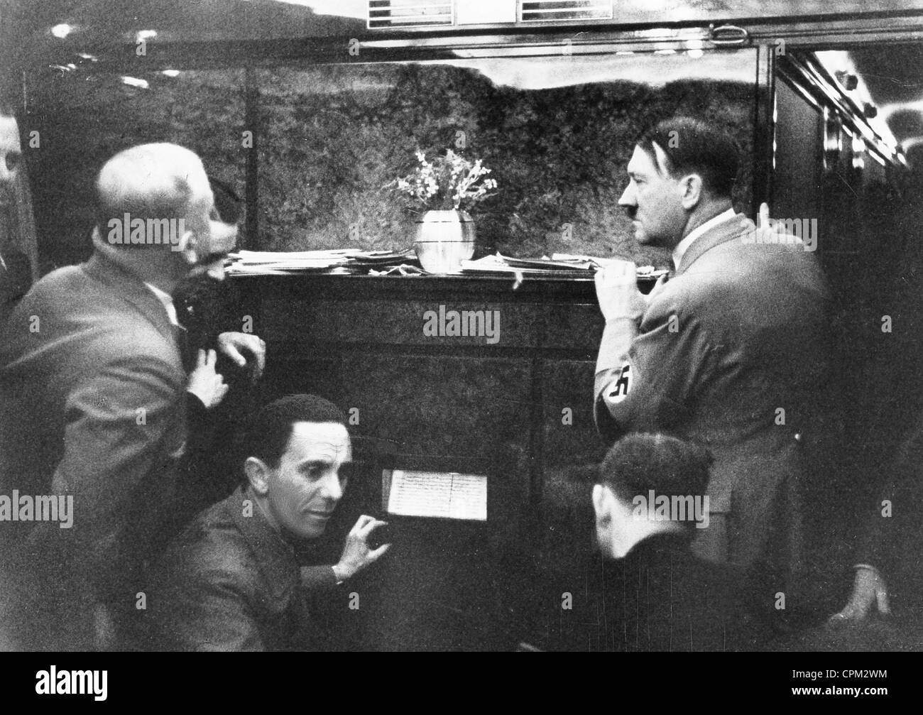 Adolf Wagner, Joseph Goebbels, and Adolf Hitler, 1935 Stock Photo