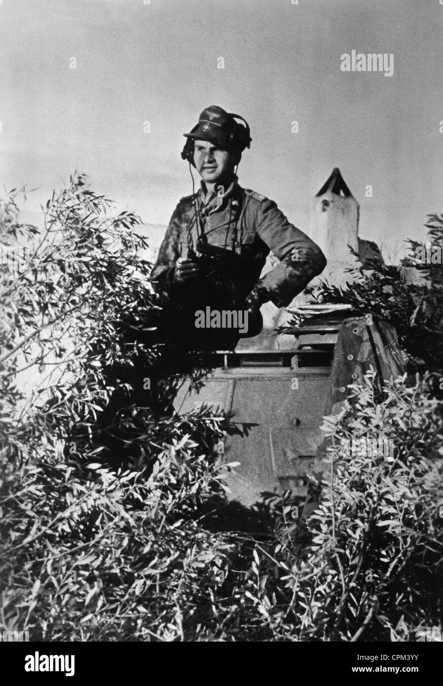 German tank commander in Tunisia, 1943 Stock Photo