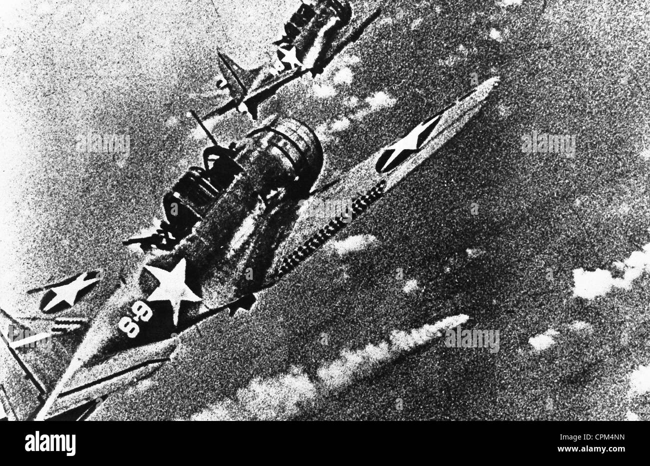 The Battle of Midway, 1942 (b/w photo) Stock Photo