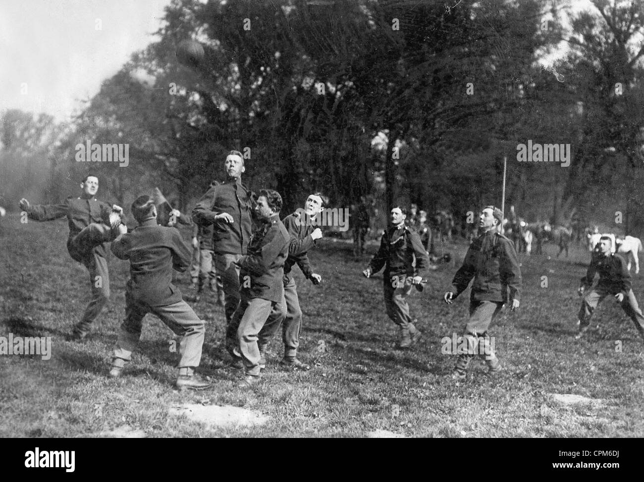 Soccer during the war, 1916 Stock Photo Alamy