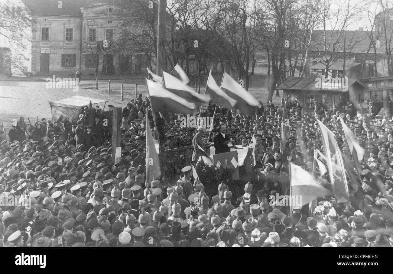 Proclamation of the Polish Kingdom in Stryj Grodzisk, 1917 Stock Photo