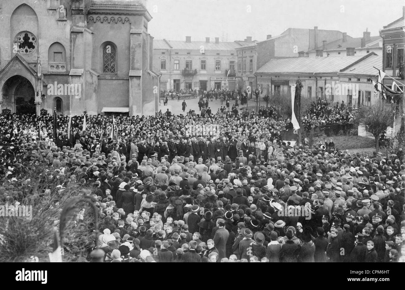 Proclamation of the Polish Kingdom in Stryj Grodzisk, 1916 Stock Photo