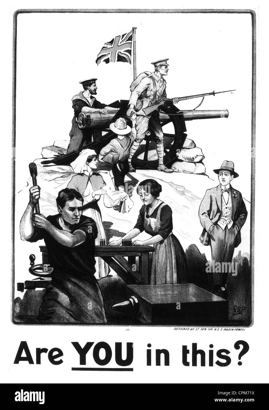 British propaganda poster from WWI, 1915 Stock Photo