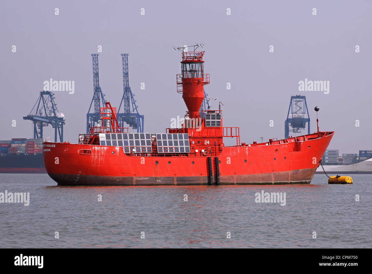 A Trinity House lightship in Harwich Harbour,UK Stock Photo
