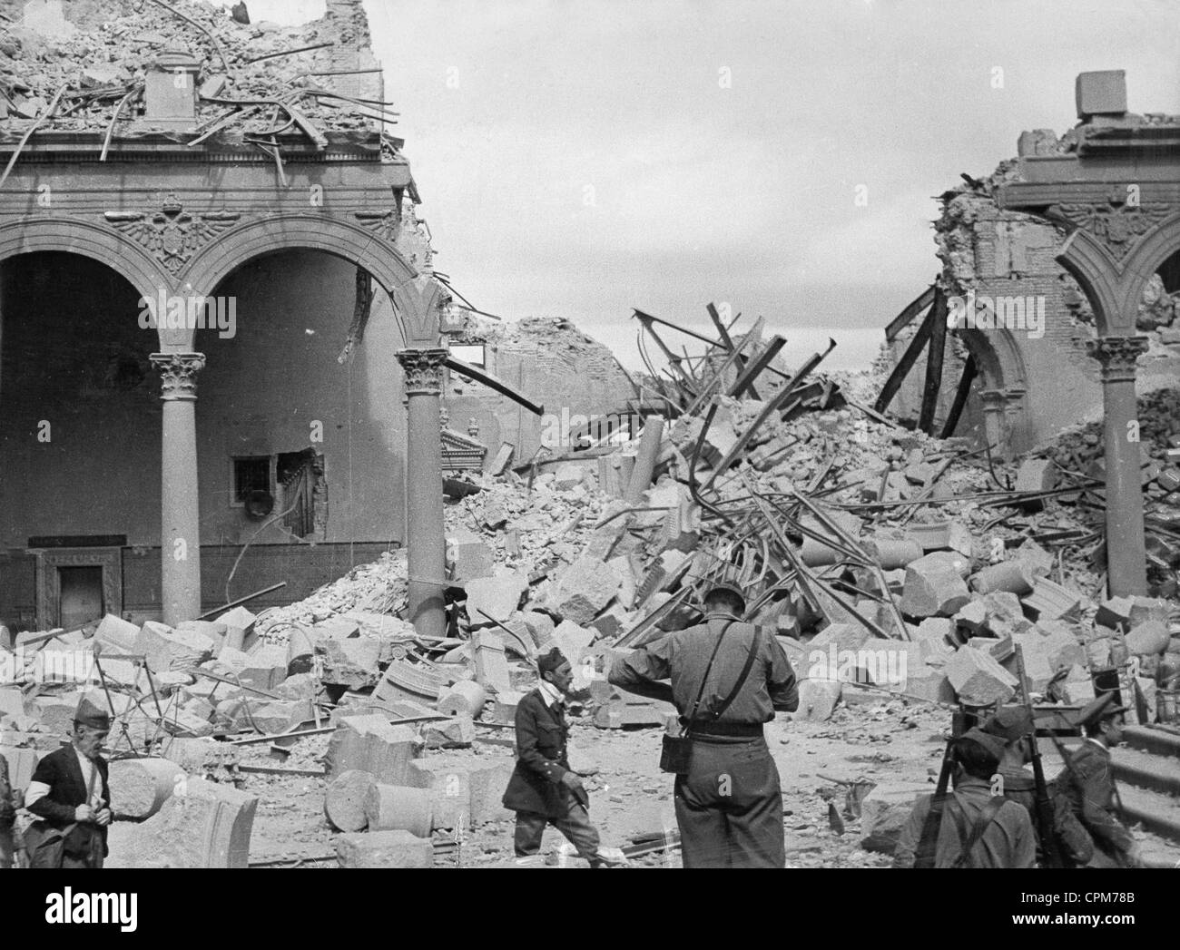 Destroyed Alcazar in Toledo, 1936 Stock Photo