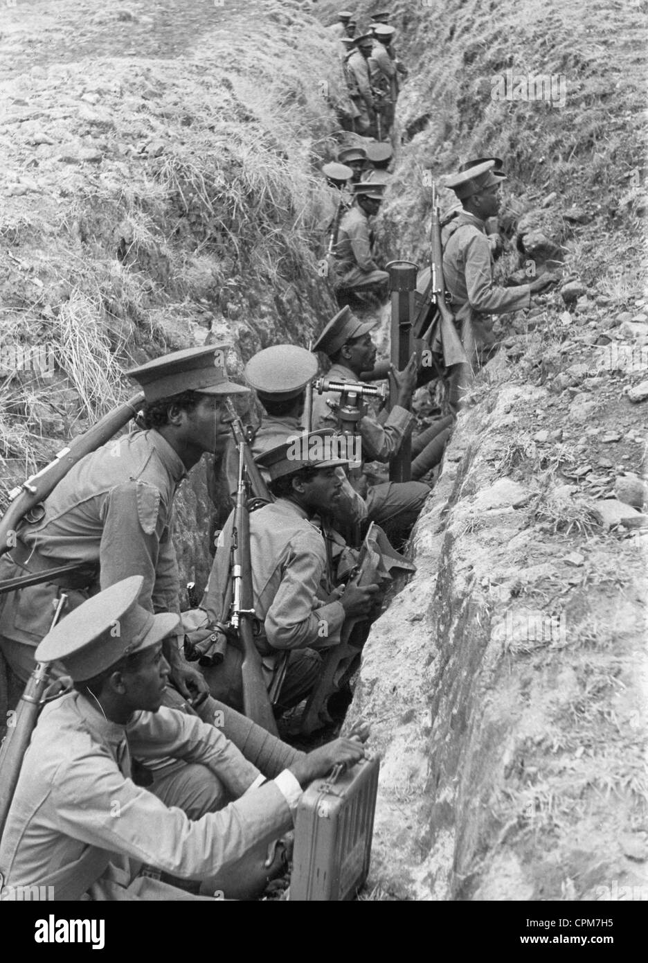 Ethiopian soldiers during fights against Italians, 1935 Stock Photo