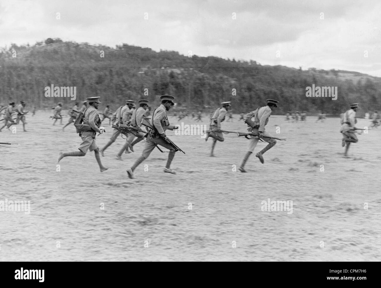 Attack of Abyssinian soldiers in the Abyssinian-Italian War, 1935 Stock Photo