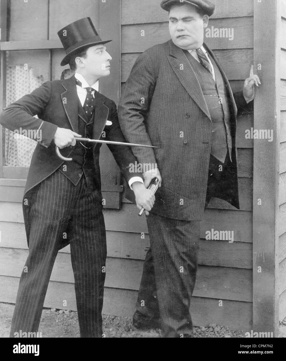 Buster Keaton (left) in 'Sherlock Junior', 1924 Stock Photo