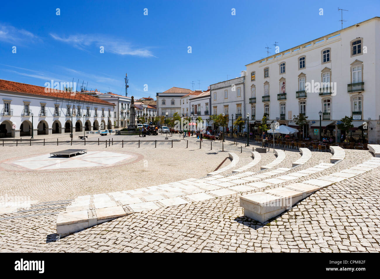 Praca da Republica in the centre of the Old Town, Tavira, Algarve, Portugal Stock Photo