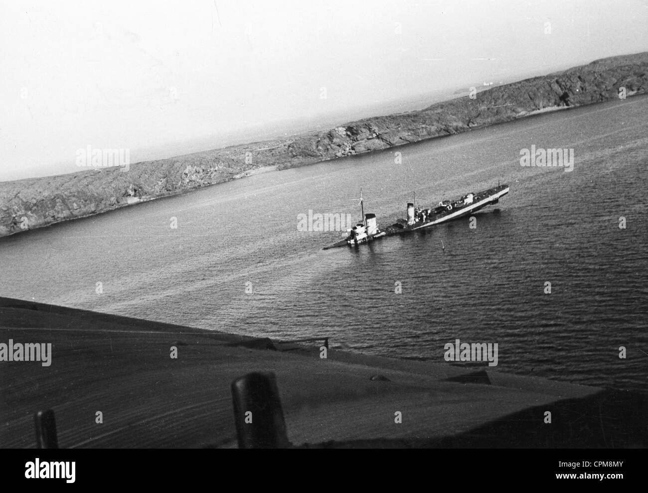 Sunken German destroyer near Narvik, 1940 Stock Photo