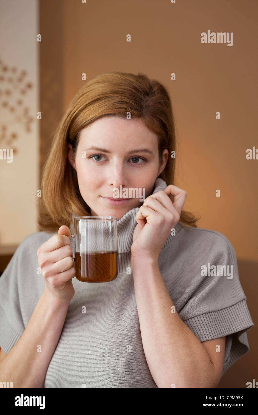 WOMAN WITH HOT DRINK Stock Photo Alamy