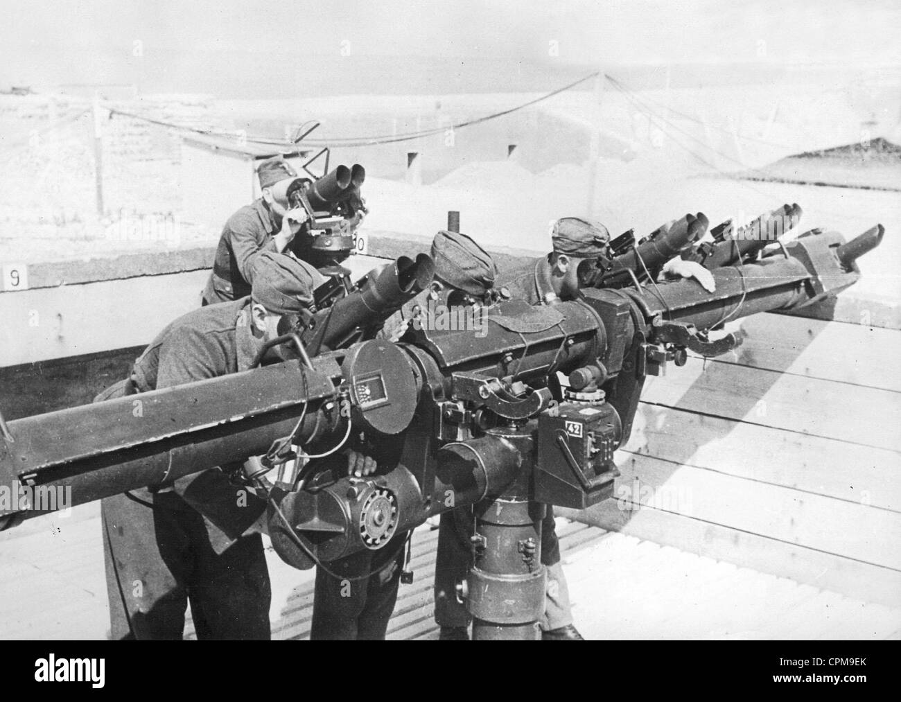 German anti-aircraft at the Atlantic Wall, 1943 Stock Photo