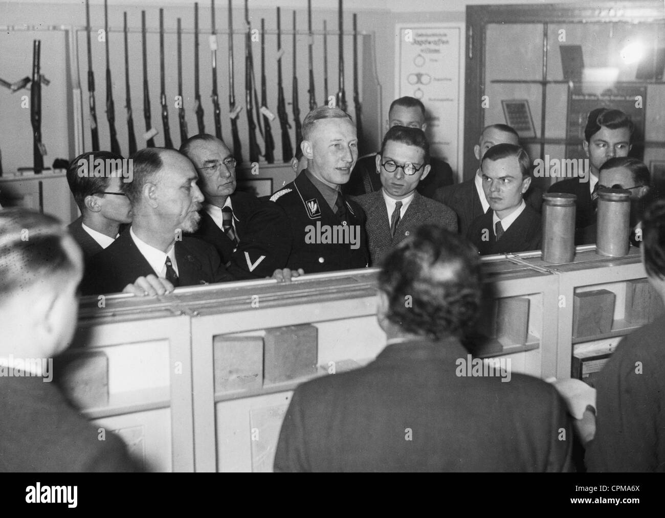 Reinhard Heydrich with Kriminalrat Linnemann in the Charlottenburg Police Department, 1937 Stock Photo