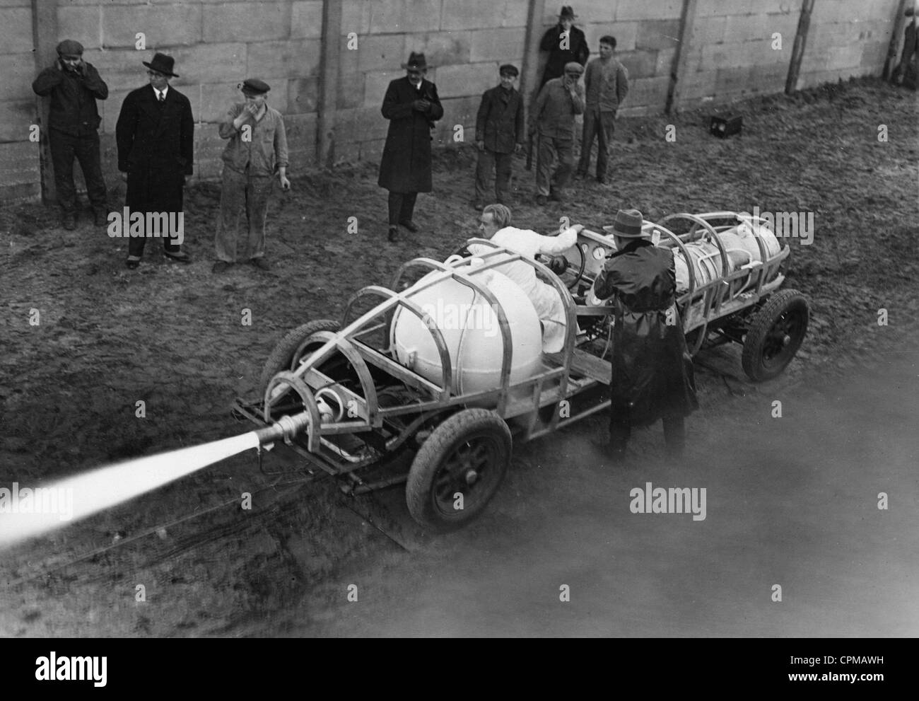 Presentation of a rocket car in Britz, 1931 Stock Photo