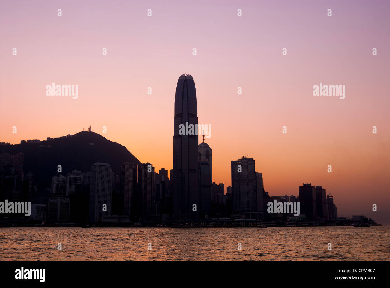 Glowing sunset over Hong Kong Island. Hong Kong, China Stock Photo - Alamy