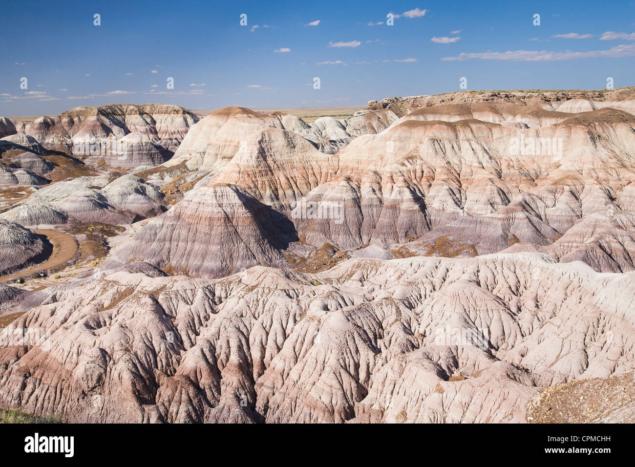 The Blue Mesa badlands are formed from bentonite clay. Petrified Forest NP, Arizona. Stock Photo