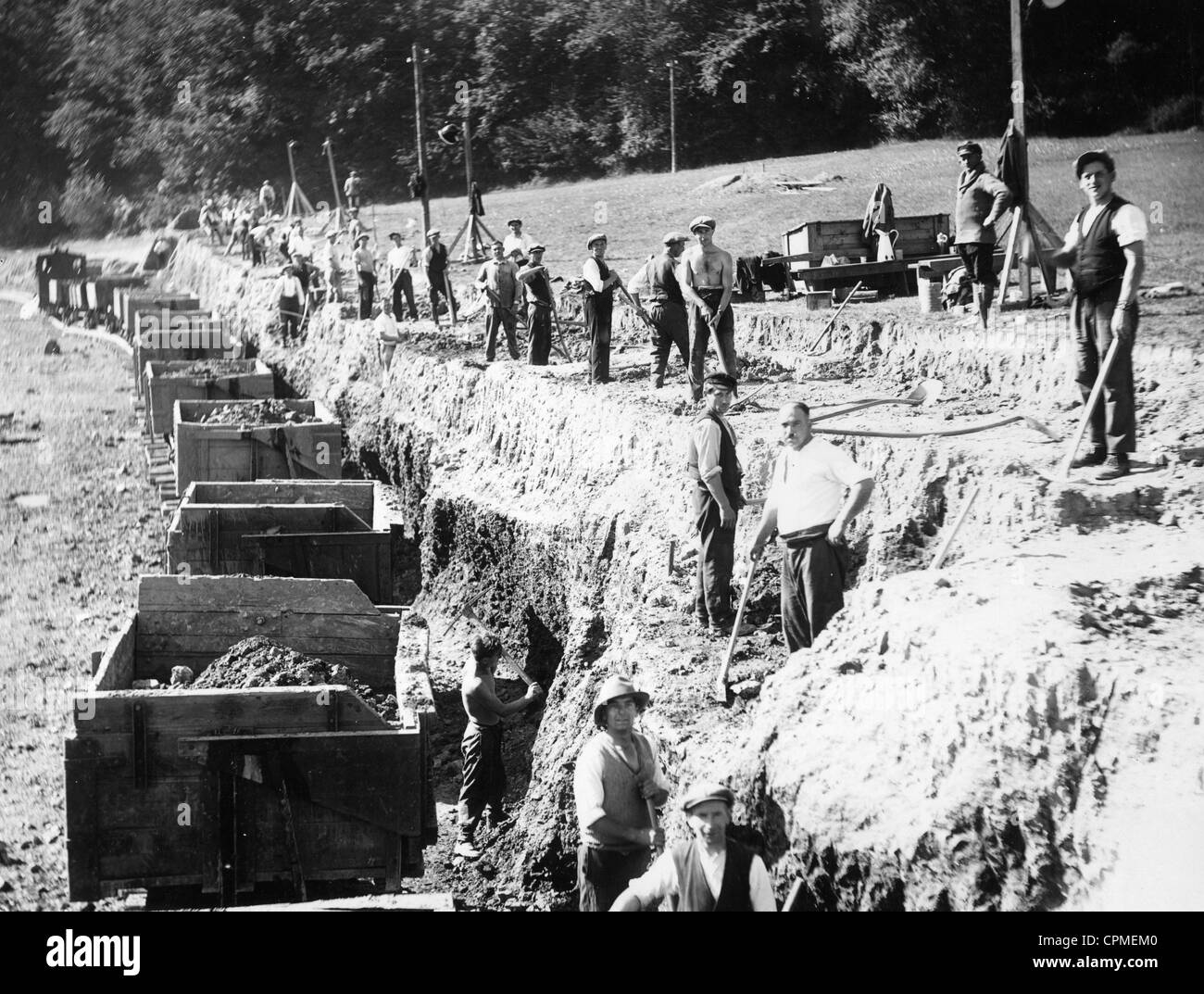 Construction of the Rurtalsperre in the thirties Stock Photo