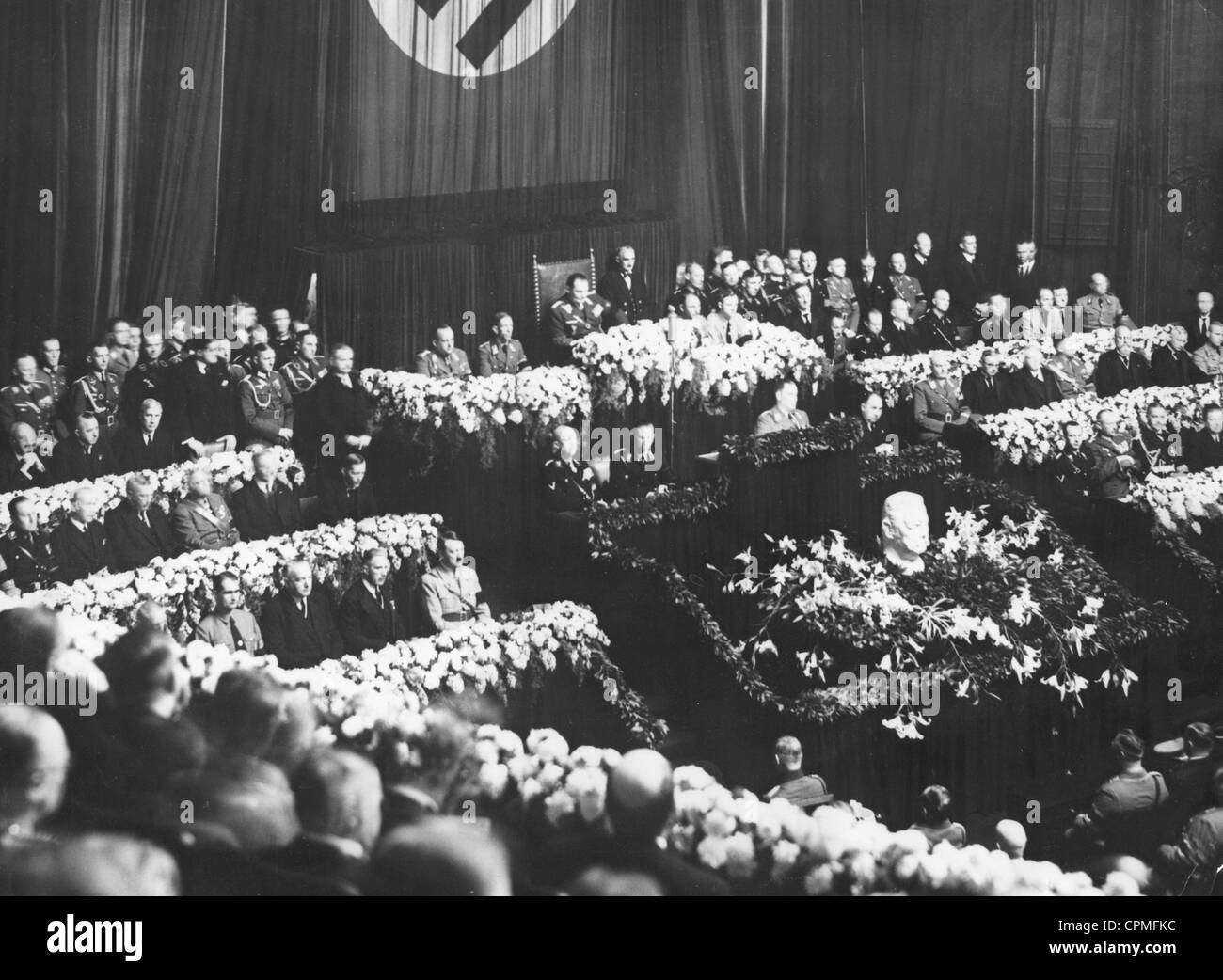 Funeral service fot  Paul von Hindenburg in the German Reichstag, 1934 Stock Photo
