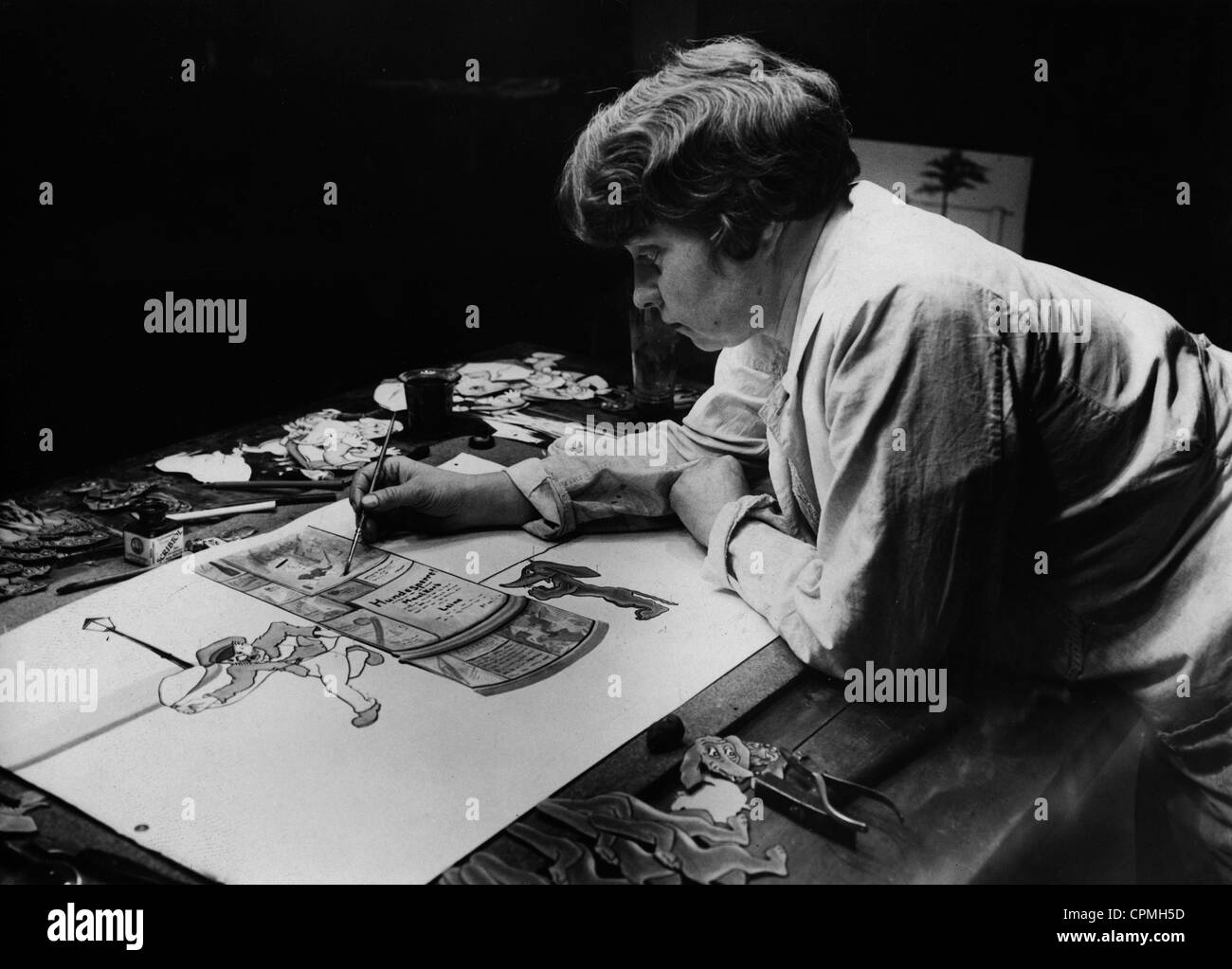Manufacturing of animated movies, 1929 Stock Photo
