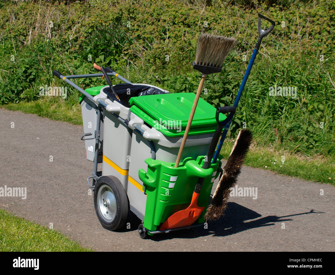 Street cleaners cart, UK Stock Photo Alamy