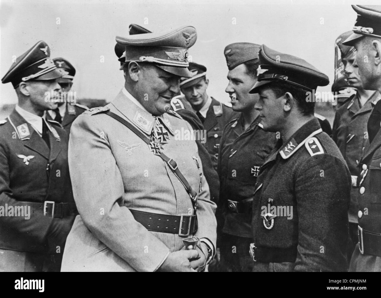 Hermann Goering with pilots of the Luftwaffe, 1943 Stock Photo