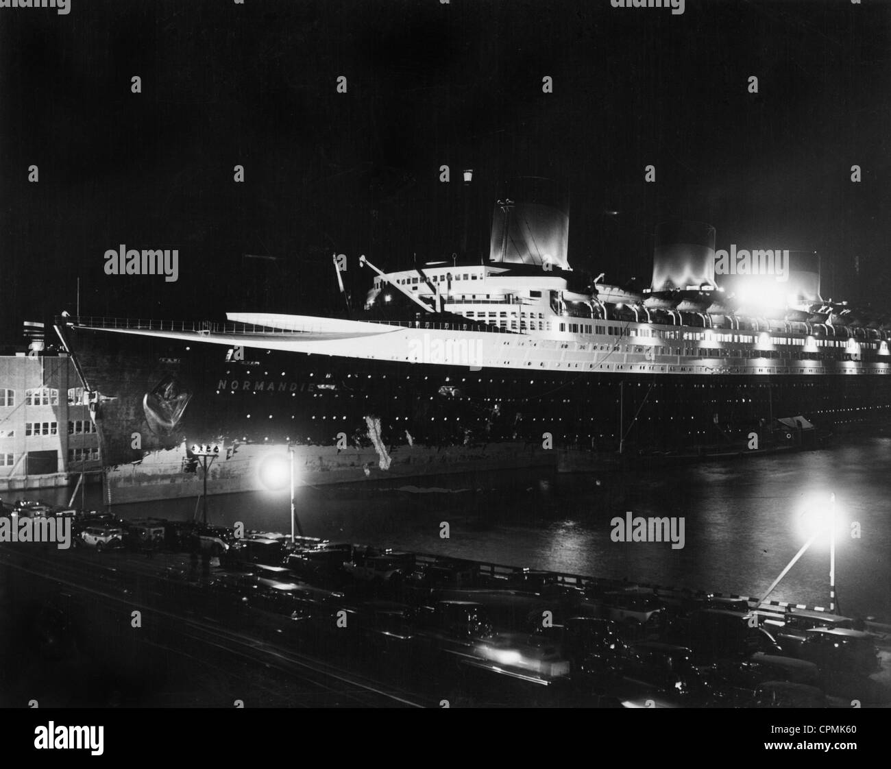 The 'Normandie' in the harbor of New York, 1935 Stock Photo