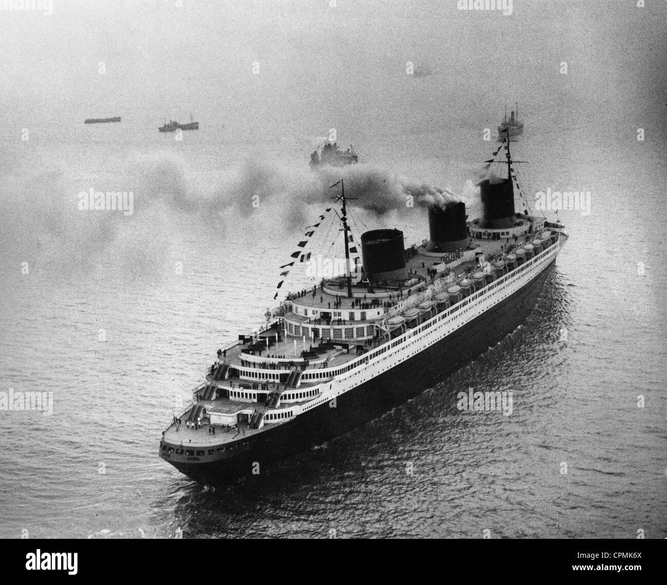 The 'Normandie' on her maiden voyage, 1935 Stock Photo