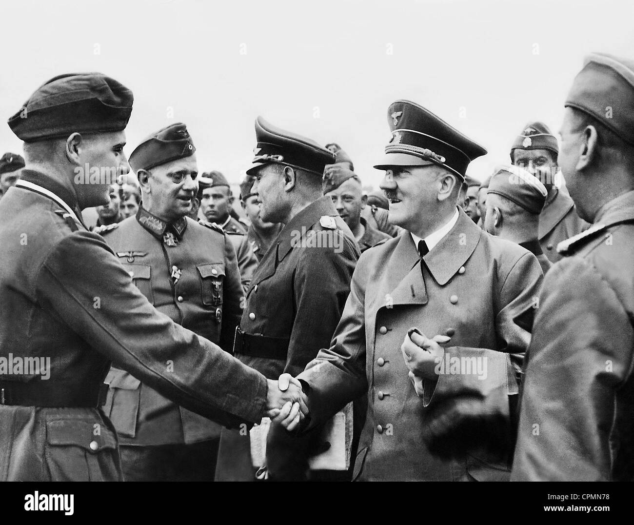 Adolf Hitler, Walter von Reichenau, Karl Bodenschatz during a stop on the front, 1941 Stock Photo