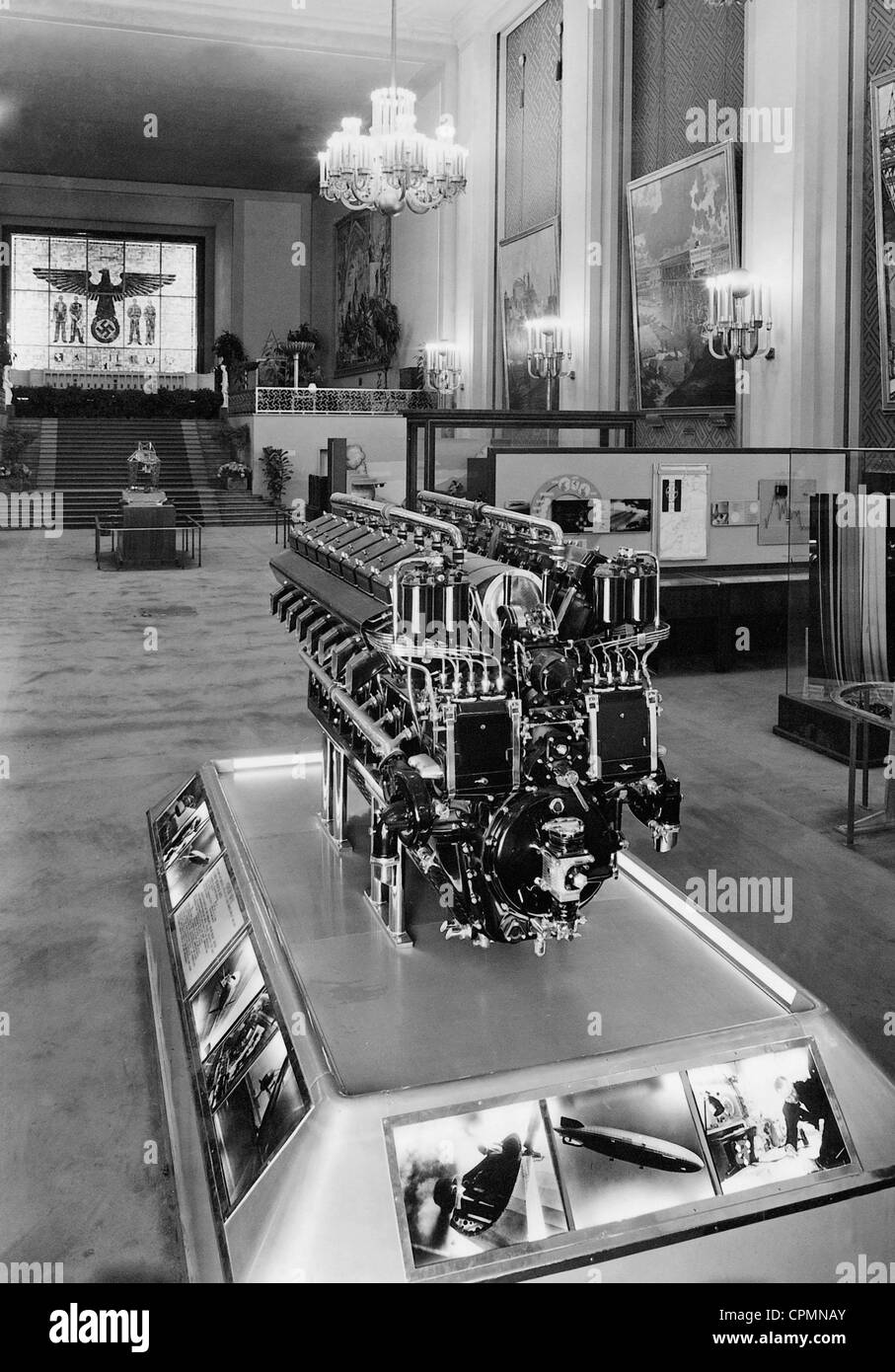 Zeppelin engine in the German Pavilion, 1937 Stock Photo