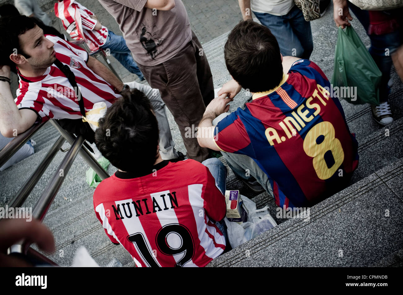 Athletic Bilbao fans in Madrid before Copa del Rey 2012 Final against FC Barcelona. Stock Photo