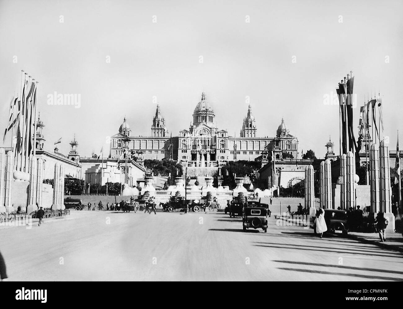 National Palace during the World Exposition in Barcelona, 1929 Stock