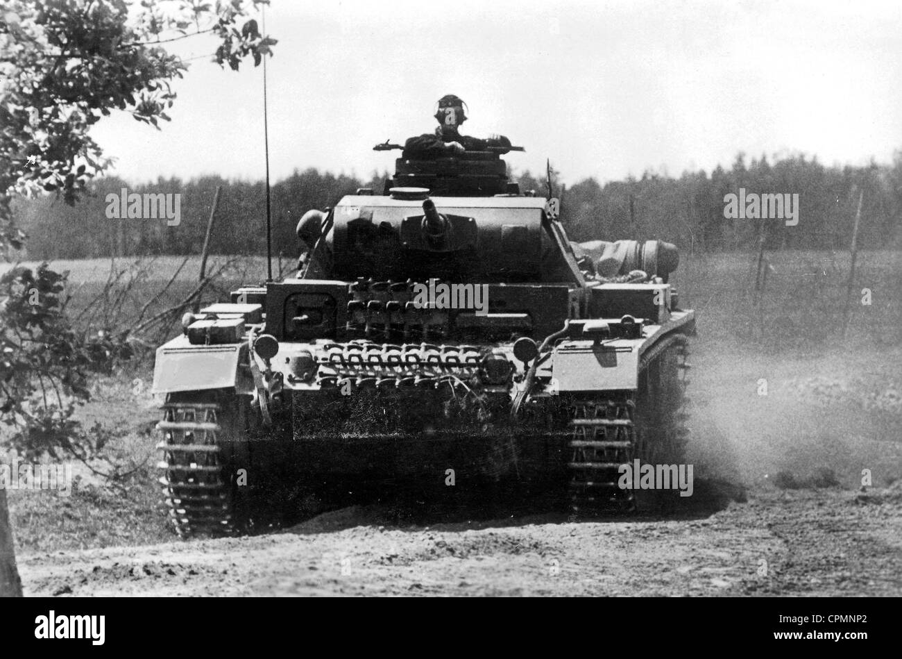 German Panzer III near Bialystok, 1941 Stock Photo