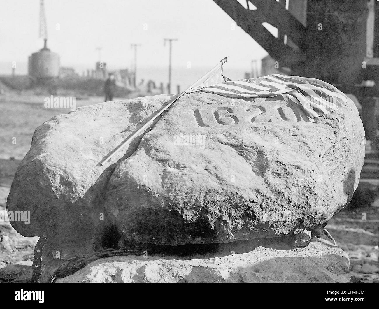 Plymouth Rock in 1620 Stock Photo