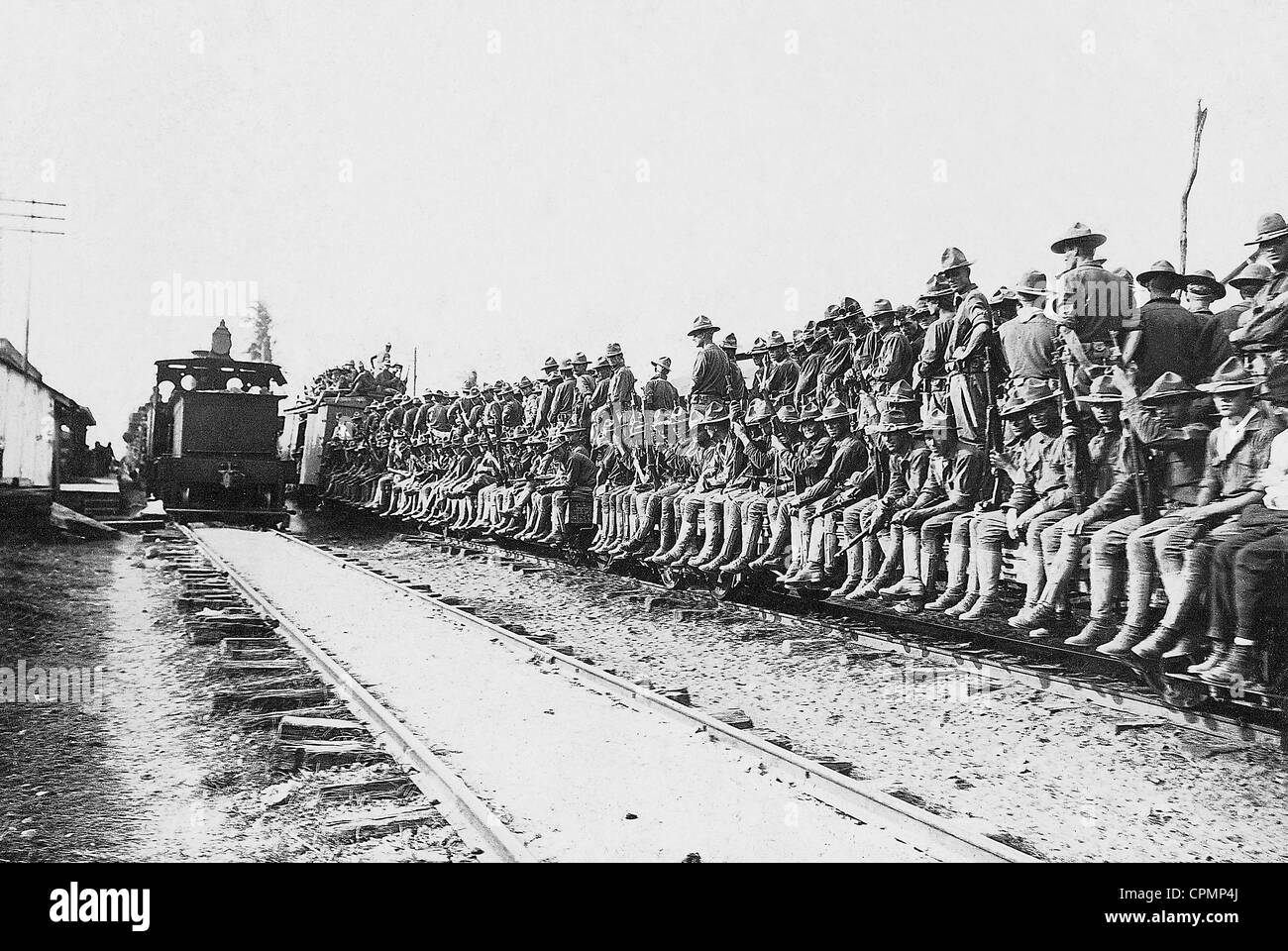 American troops return to their camp, 1914 Stock Photo