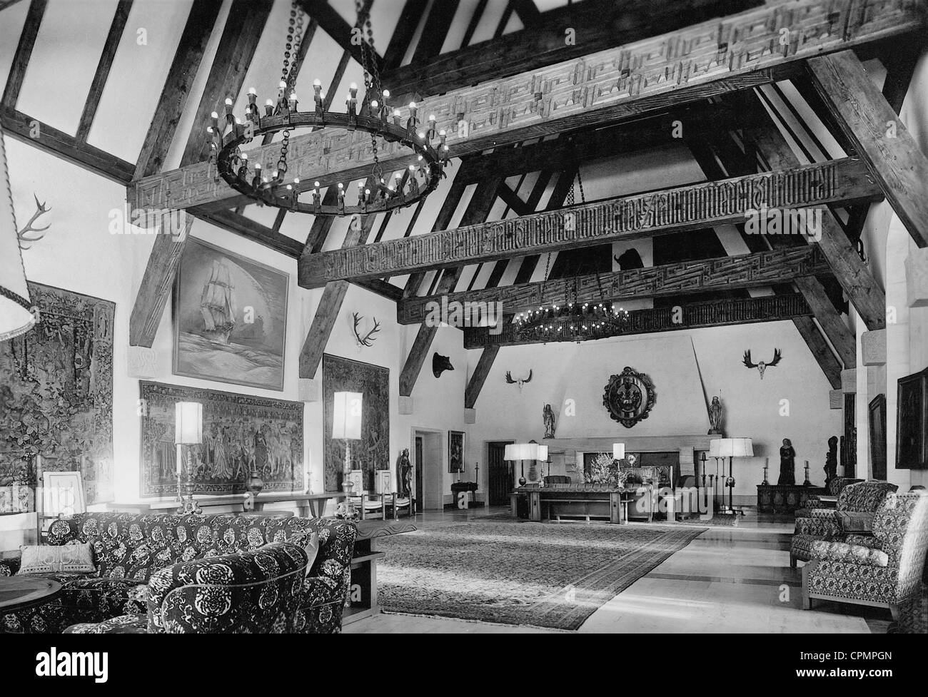 Great Hall in Karinhall, 1938 Stock Photo