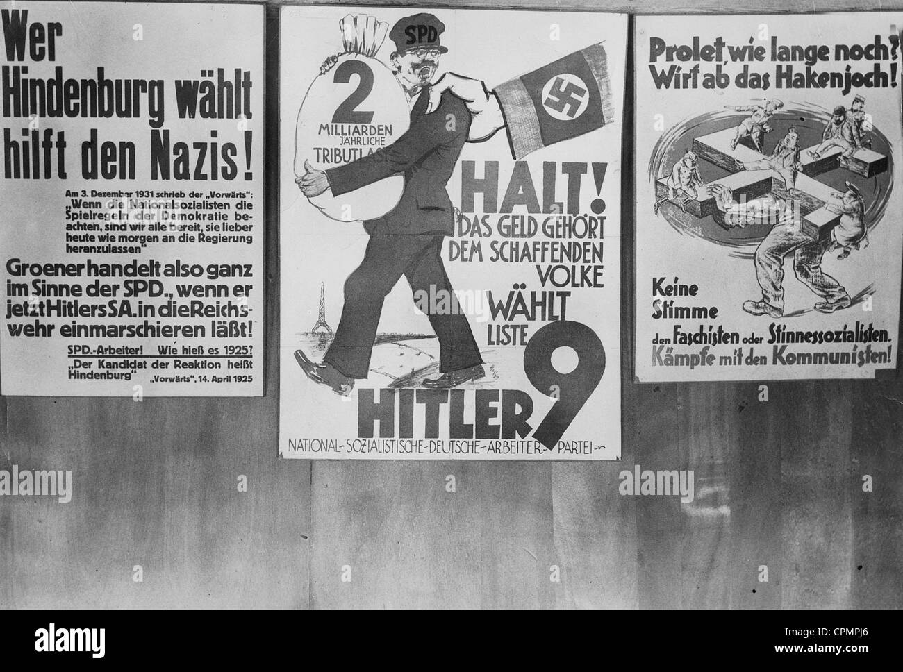 Election posters of KPD and NSDAP from the 1920's Stock Photo