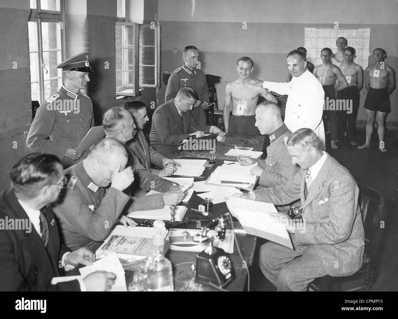 Commission for examination of recruits for the german army after reintroduction of national service 1935. Stock Photo