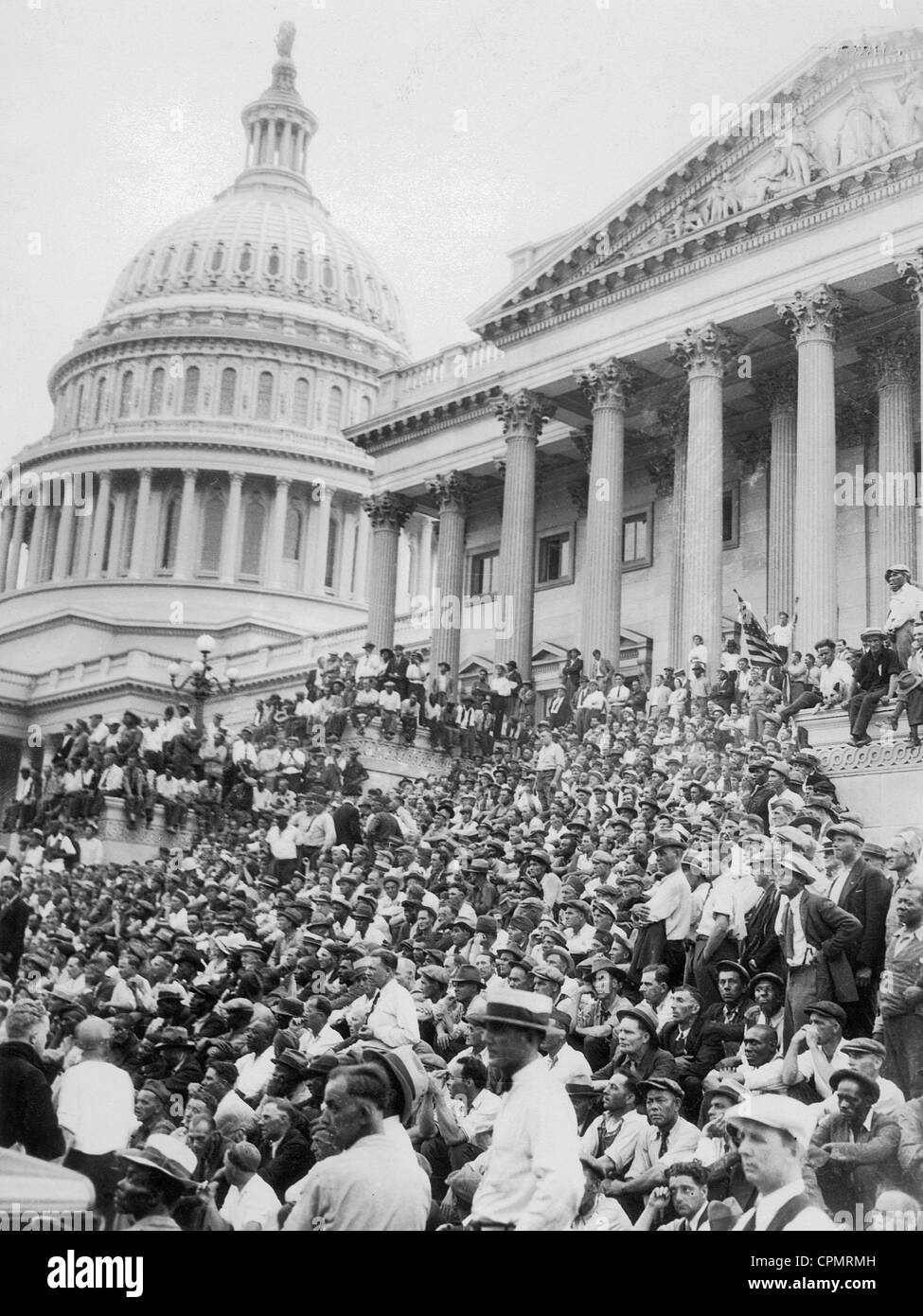 Demonstration of war veterans in front of the Capitol in Washington, 1932 Stock Photo